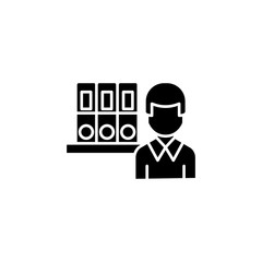 Archivist black icon concept. Archivist flat  vector symbol, sign, illustration.