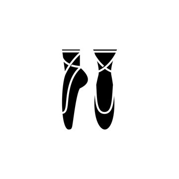 Ballet shoes black icon concept. Ballet shoes flat  vector symbol, sign, illustration.