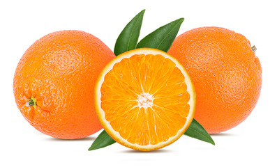 Juicy orange isolated on white background with clipping path