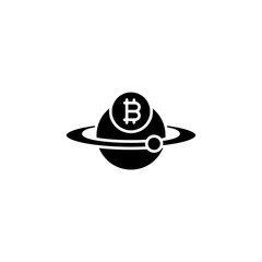 Bitcoins in circulation black icon concept. Bitcoins in circulation flat  vector symbol, sign, illustration.