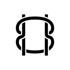 Bound ropes black icon concept. Bound ropes flat  vector symbol, sign, illustration.