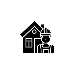 Builder black icon concept. Builder flat  vector symbol, sign, illustration.