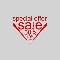 Red Sale rbanner on grey background.