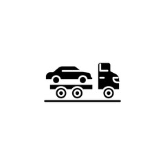 Fototapeta premium Car carrier black icon concept. Car carrier flat vector symbol, sign, illustration.