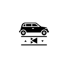 Car lift black icon concept. Car lift flat  vector symbol, sign, illustration.