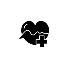 Cardiology black icon concept. Cardiology flat  vector symbol, sign, illustration.