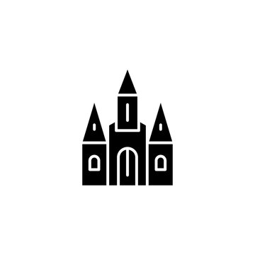 Cathedral black icon concept. Cathedral flat  vector symbol, sign, illustration.
