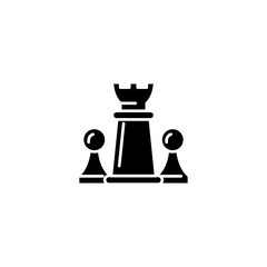 Chess pieces black icon concept. Chess pieces flat  vector symbol, sign, illustration.