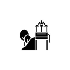 Children's slide black icon concept. Children's slide flat  vector symbol, sign, illustration.