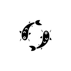 Chinese fish black icon concept. Chinese fish flat  vector symbol, sign, illustration.