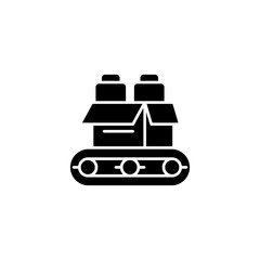 Conveyor black icon concept. Conveyor flat  vector symbol, sign, illustration.