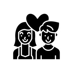 Obraz na płótnie Canvas Couple in love black icon concept. Couple in love flat vector symbol, sign, illustration.
