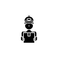 Naklejka premium Courier black icon concept. Courier flat vector symbol, sign, illustration.