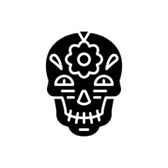 Decoration skull black icon concept. Decoration skull flat  vector symbol, sign, illustration.