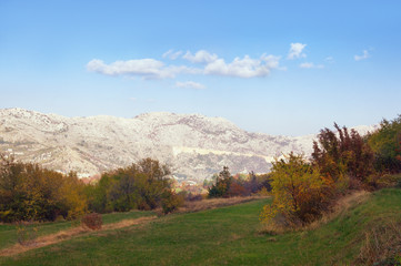 Fototapeta premium Beautiful autumn mountain landscape. Montenegro, Lovcen National Park