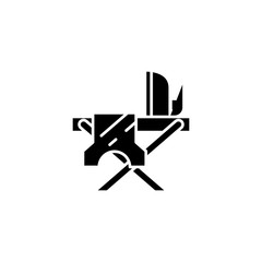 Ironing black icon concept. Ironing flat  vector symbol, sign, illustration.