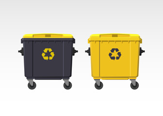 Set of recycle bins isolated on white background. Flat style. Vector.