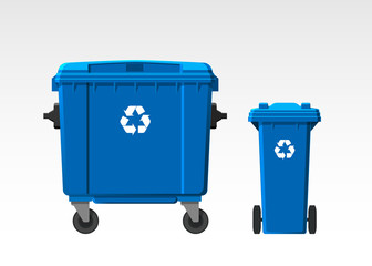 Set of recycle bins isolated on white background. Flat style. Vector. - obrazy, fototapety, plakaty