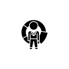 Manager competition black icon concept. Manager competition flat  vector symbol, sign, illustration.