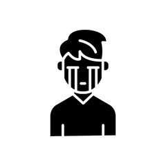 Melancholic personality black icon concept. Melancholic personality flat  vector symbol, sign, illustration.