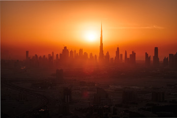 Dubai cityscape sunset