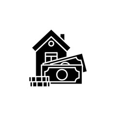Mortgage black icon concept. Mortgage flat  vector symbol, sign, illustration.