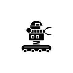 Movable robot black icon concept. Movable robot flat  vector symbol, sign, illustration.