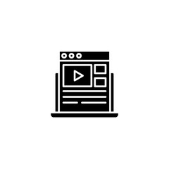 Online marketing black icon concept. Online marketing flat  vector symbol, sign, illustration.