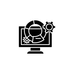 Online presentation black icon concept. Online presentation flat  vector symbol, sign, illustration.
