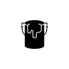 Paint pot black icon concept. Paint pot flat  vector symbol, sign, illustration.