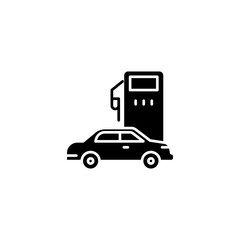 Petrol station black icon concept. Petrol station flat  vector symbol, sign, illustration.