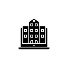 Photo of the building black icon concept. Photo of the building flat  vector symbol, sign, illustration.