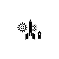 Project startup black icon concept. Project startup flat  vector symbol, sign, illustration.