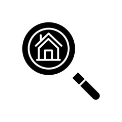 Real estate market research black icon concept. Real estate market research flat  vector symbol, sign, illustration.