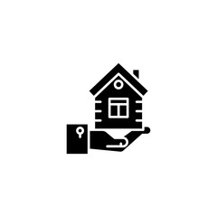 Real estate market supply black icon concept. Real estate market supply flat  vector symbol, sign, illustration.