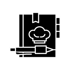 Recipe book black icon concept. Recipe book flat  vector symbol, sign, illustration.