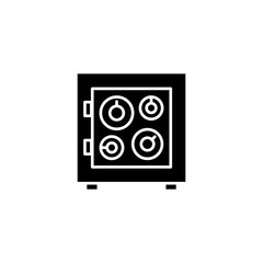 Safe box black icon concept. Safe box flat  vector symbol, sign, illustration.