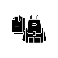 School bags black icon concept. School bags flat  vector symbol, sign, illustration.