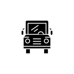 School bus black icon concept. School bus flat  vector symbol, sign, illustration.