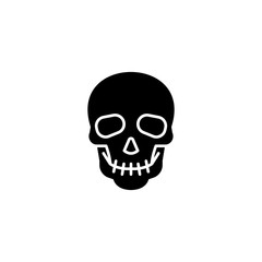 Skull black icon concept. Skull flat  vector symbol, sign, illustration.
