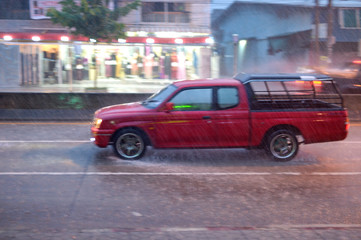 car in the rain