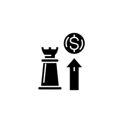 Strategy of growth black icon concept. Strategy of growth flat  vector symbol, sign, illustration.