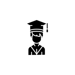 Student black icon concept. Student flat  vector symbol, sign, illustration.