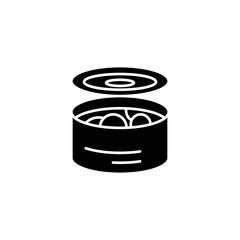 Tinned food black icon concept. Tinned food flat  vector symbol, sign, illustration.