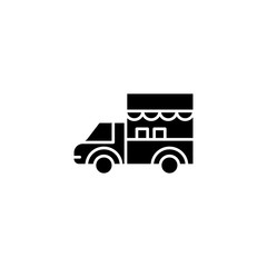 Truck black icon concept. Truck flat  vector symbol, sign, illustration.