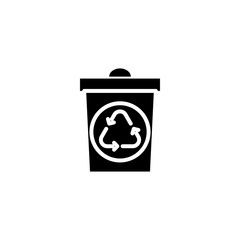 Waste basket black icon concept. Waste basket flat  vector symbol, sign, illustration.