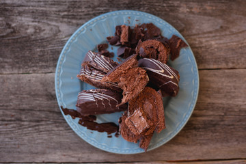 pieces of chocolate roll