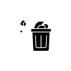 Wastepaper basket black icon concept. Wastepaper basket flat  vector symbol, sign, illustration.