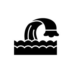 Water body black icon concept. Water body flat  vector symbol, sign, illustration.