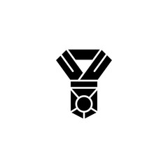 Winner gold medal black icon concept. Winner gold medal flat  vector symbol, sign, illustration.